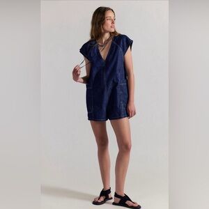 Free Fall Denim Romper NWOT deep blue